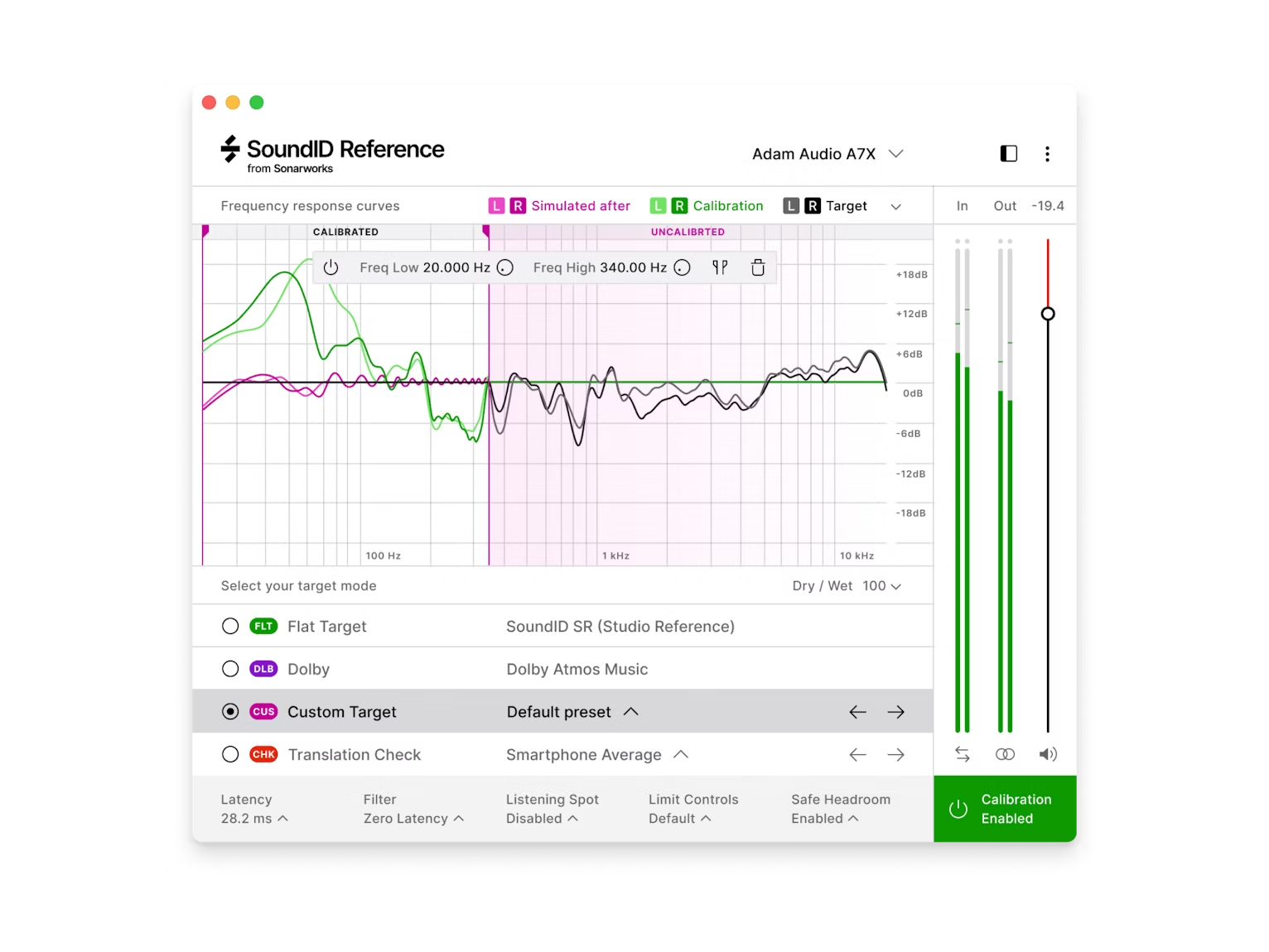 Ability to control target curve and modes